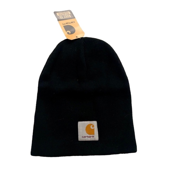 Carhartt Black Knit Cuffed Beanie Hat A18 New NWT - Picture 1 of 4